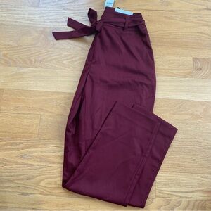 LOFT Maroon High Rise Skinny Ankle Pants with Cloth Belt - Size 8